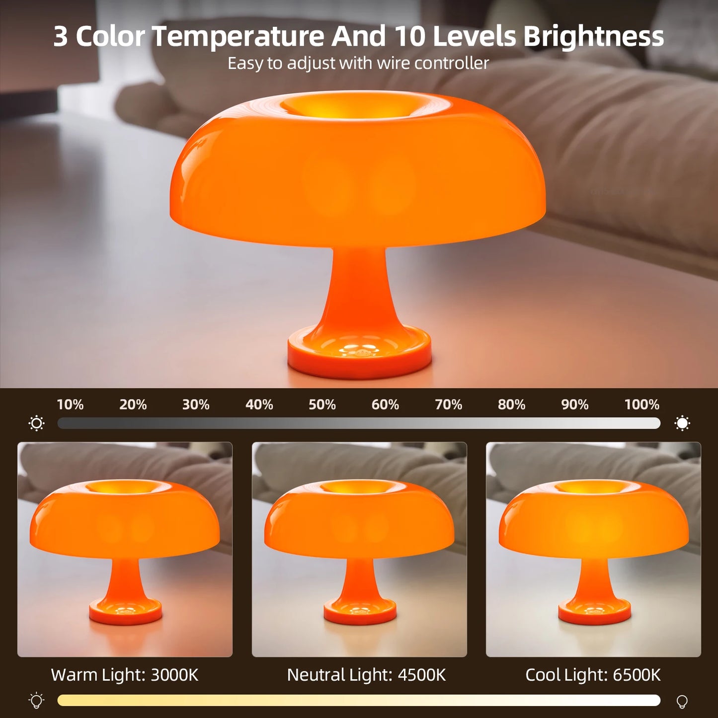 Orange Mushroom Modern Table Lamp