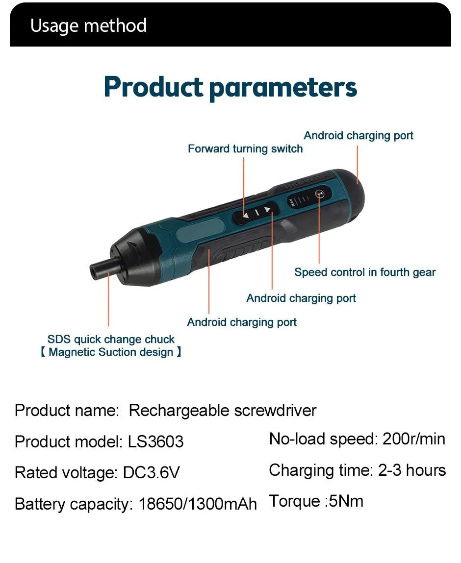 Cord-Free Electric Screwdriver