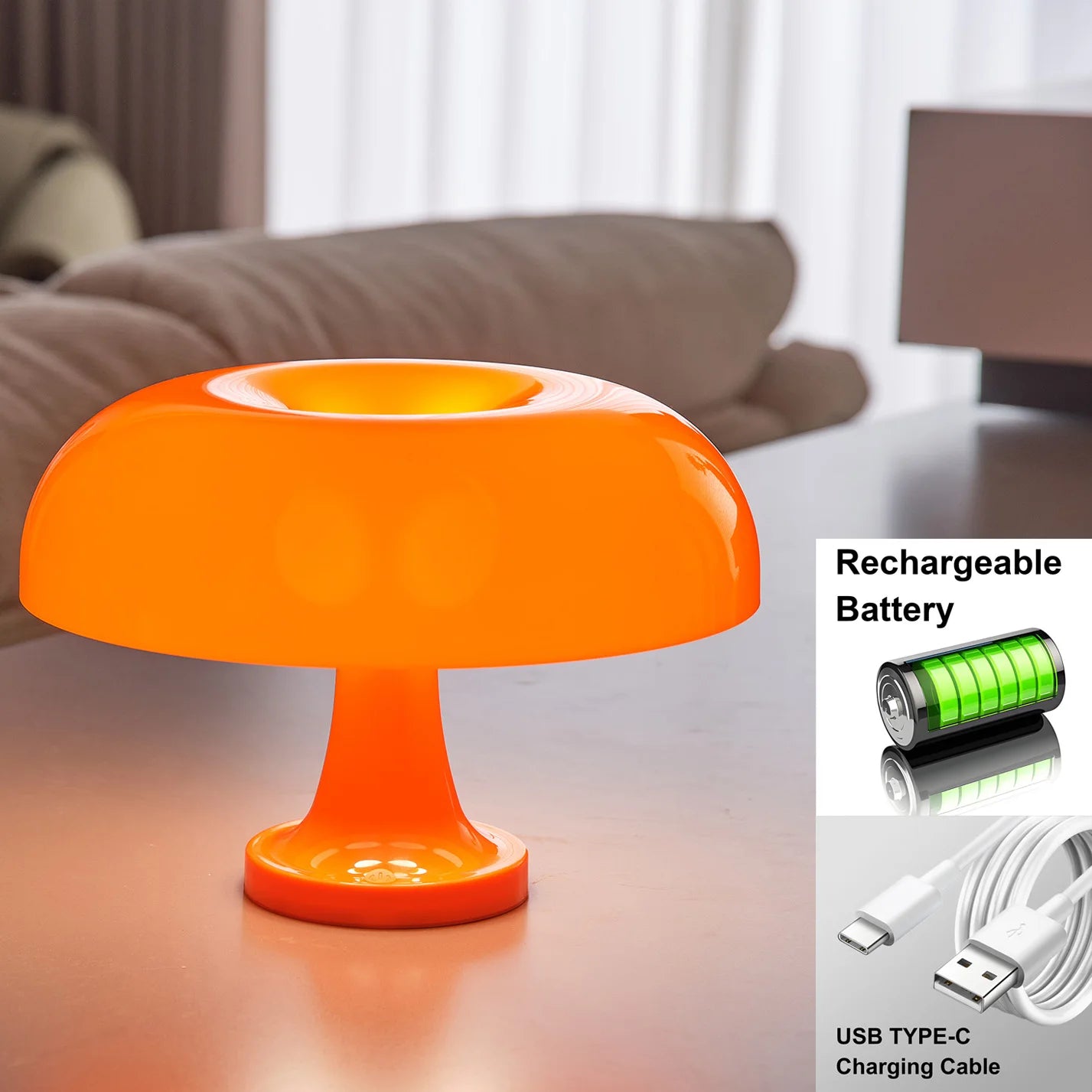 Orange Mushroom Modern Table Lamp